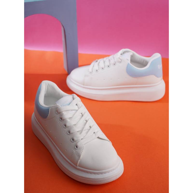 Iconics White Blue Women Colorblock Sneakers (EURO 36)