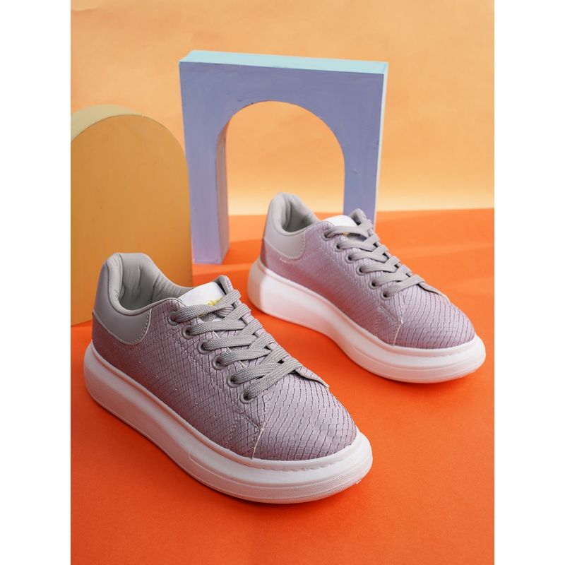 Iconics Grey Women Textured Sneakers (EURO 37)