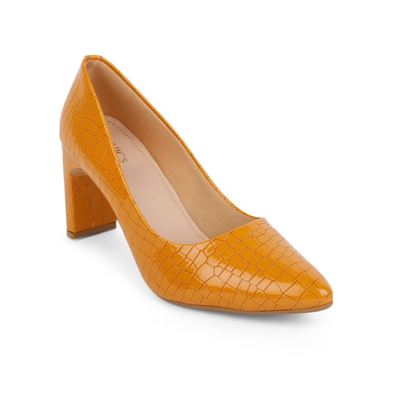 Iconics Yellow Women Textured Pumps (EURO 40)