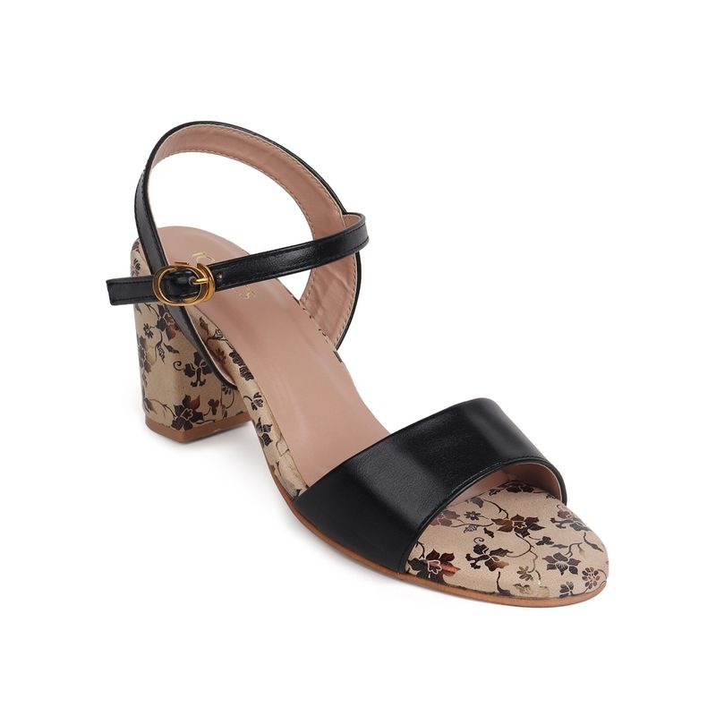 Iconics Black Women Printed Sandals (EURO 38)