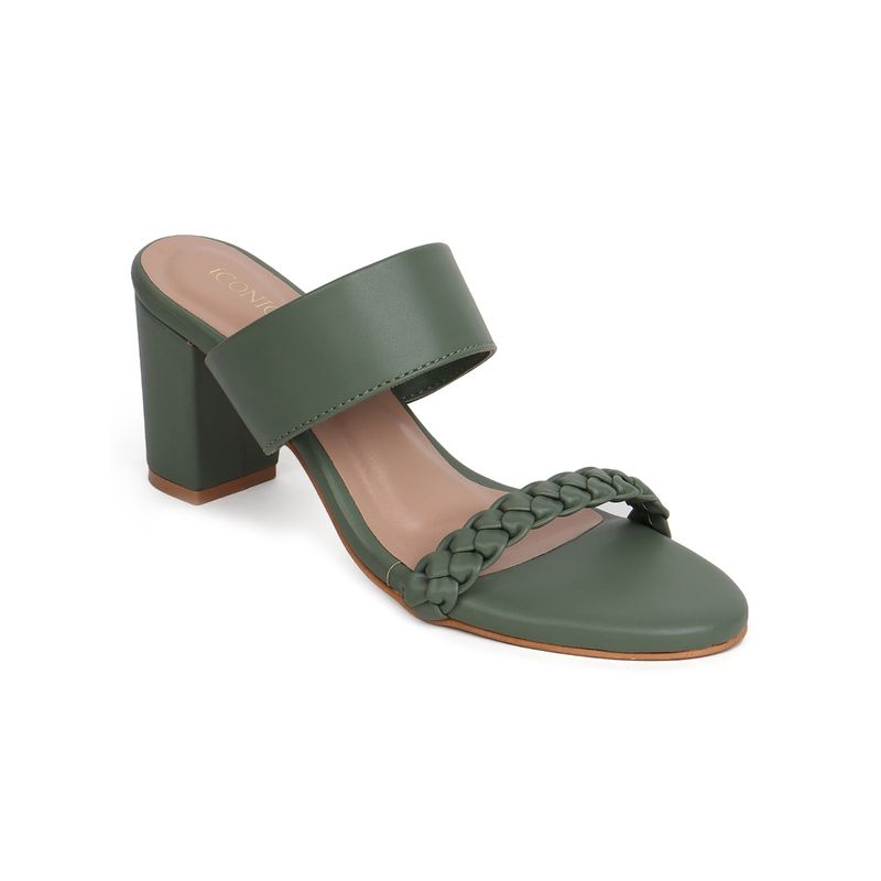 Iconics Green Women Braided Sandals (EURO 36)