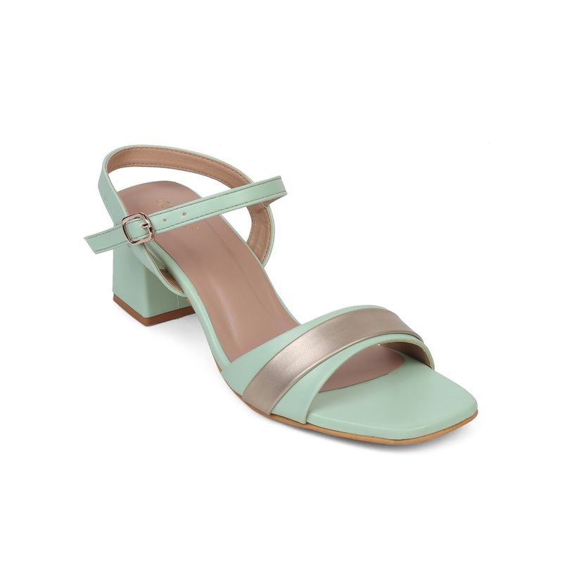 Iconics Gold Women Colorblock Heel Sandals (EURO 37)