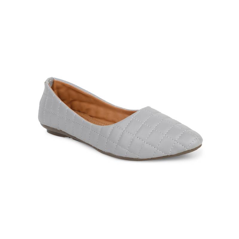 Iconics Grey Women Textured Ballerinas (EURO 36)