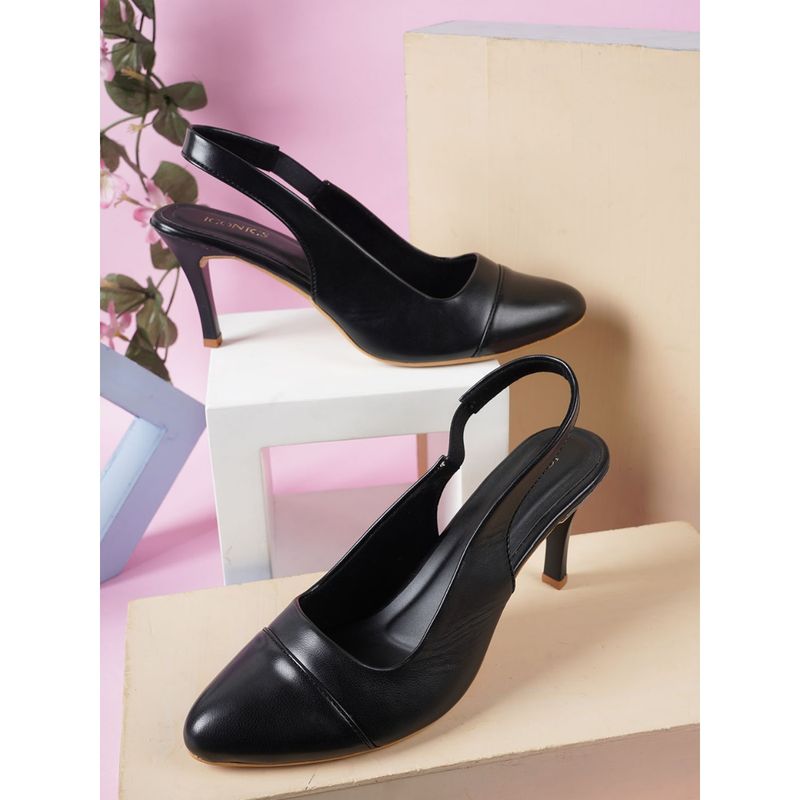 Iconics Black Women Solid Mules (EURO 36)