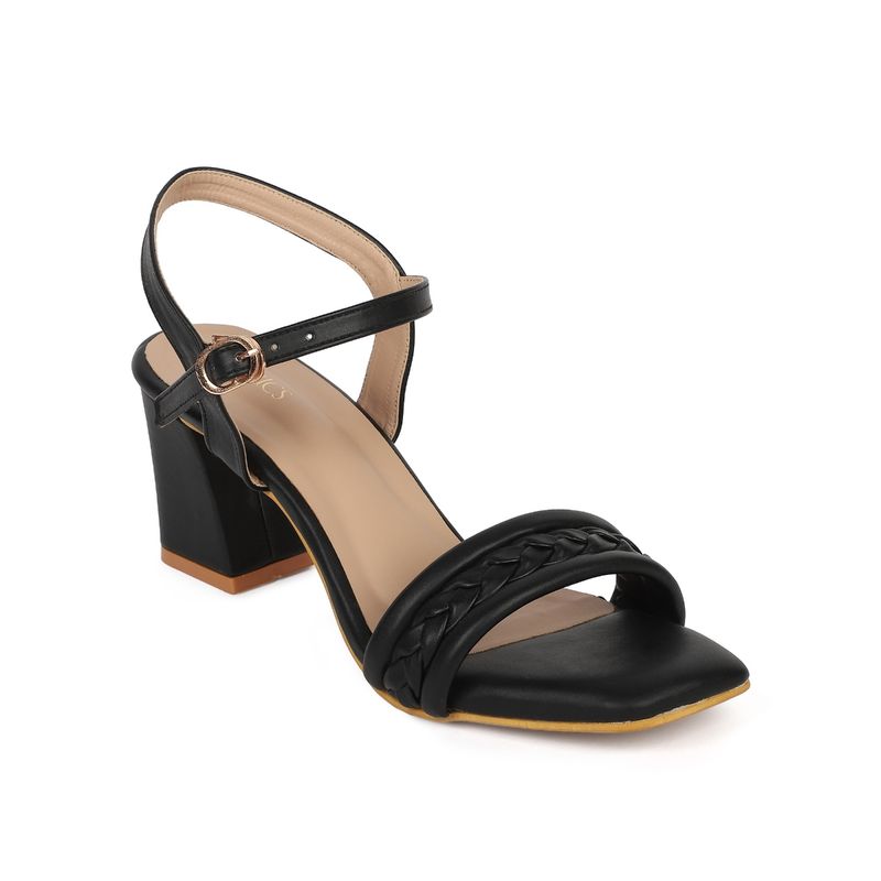 Iconics Black Women Braided Heels (EURO 39)