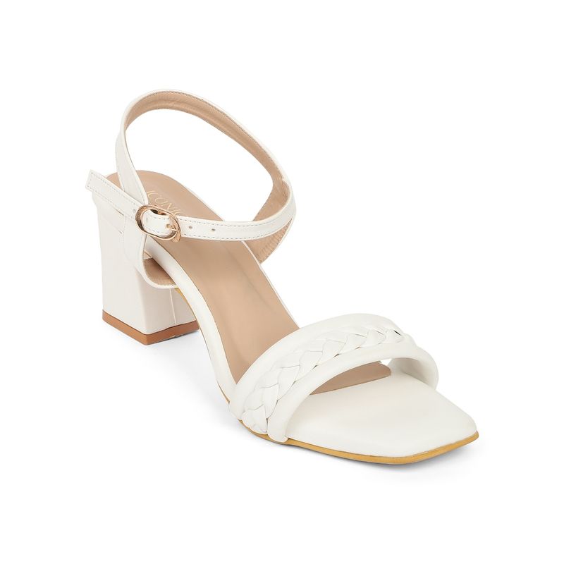 Iconics White Women Braided Heels (EURO 40)