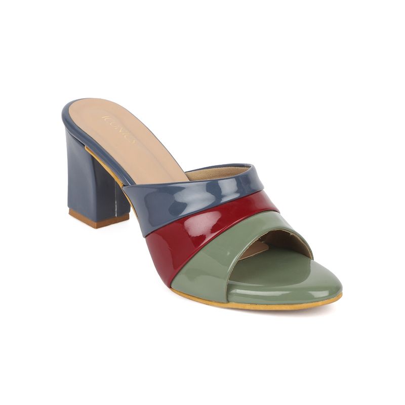 Iconics Green Women Colorblock Heels (EURO 36)