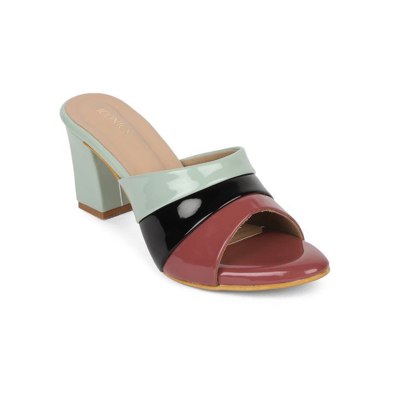 Iconics Maroon Women Colorblock Heels (EURO 36)