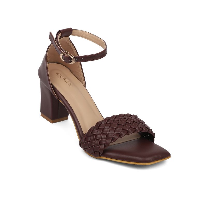 Iconics Maroon Women Woven Design Heels (EURO 37)