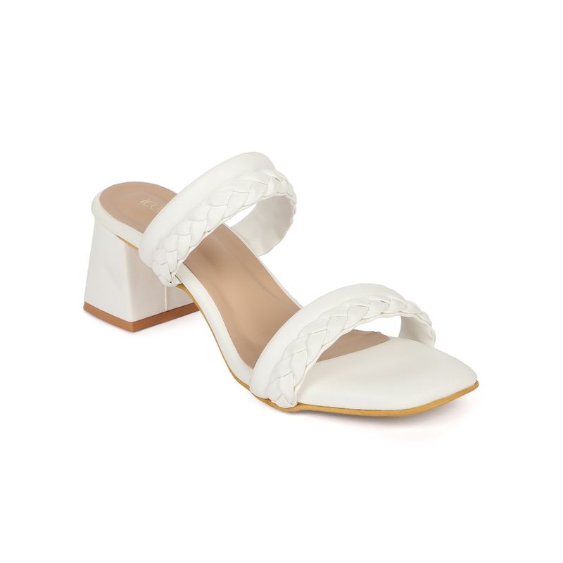 Iconics White Women Braided Heels (EURO 36)