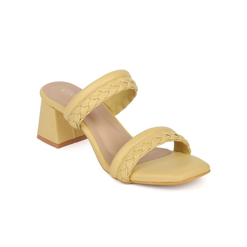 Iconics Yellow Women Braided Heels (EURO 36)