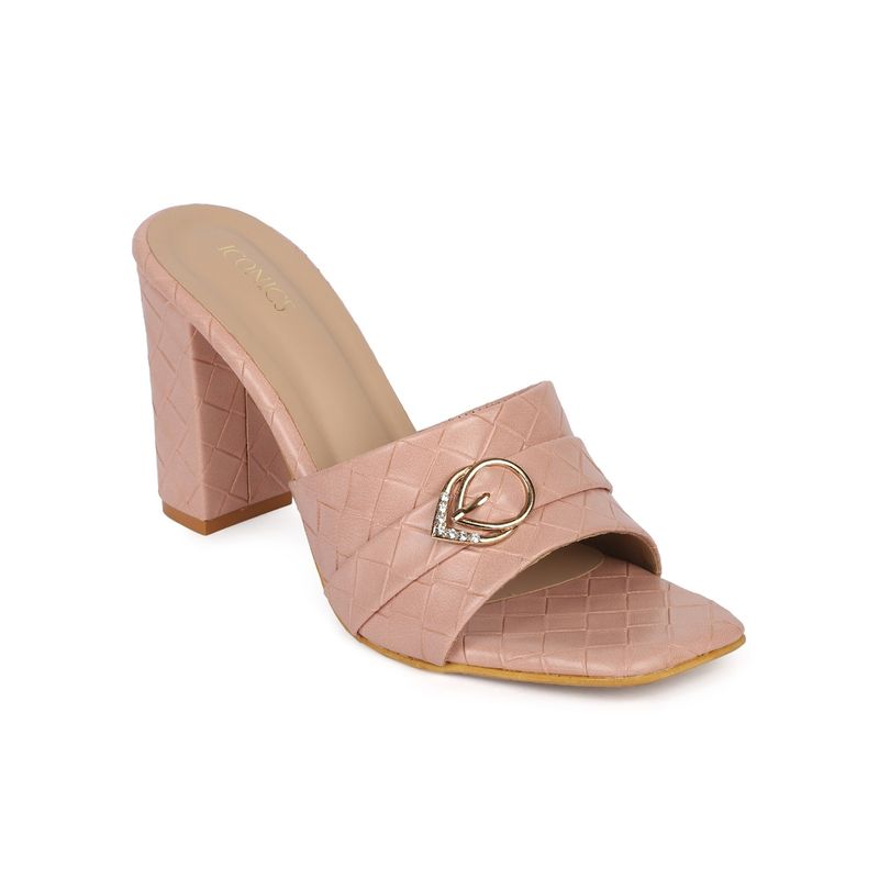 Iconics Pink Women Textured Heels (EURO 39)
