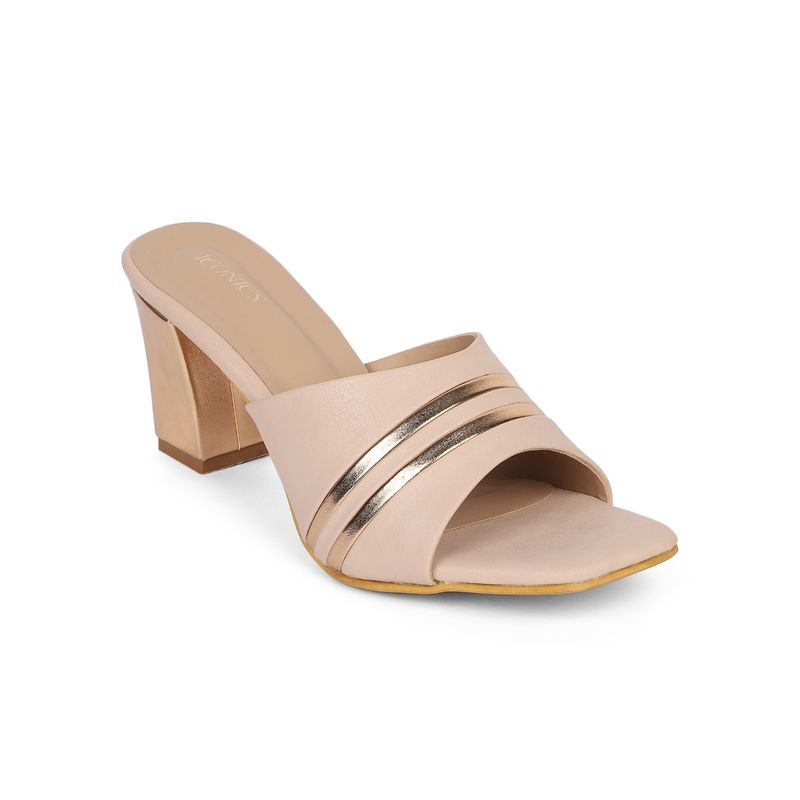 Iconics Nude Women Embellished Sequined Heels (EURO 41)