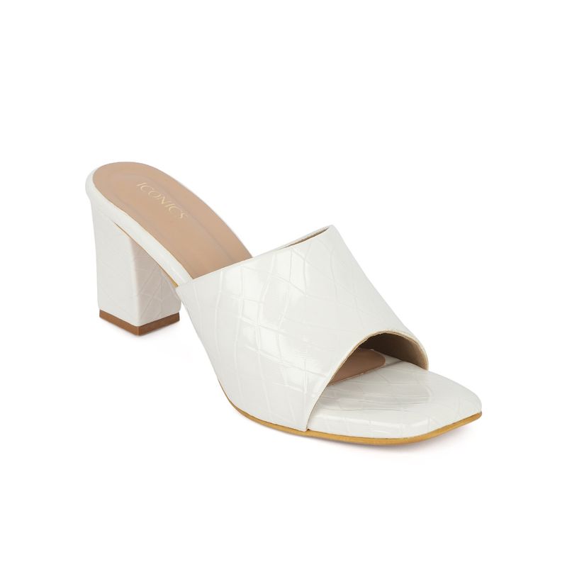 Iconics White Women Textured Heels (EURO 40)