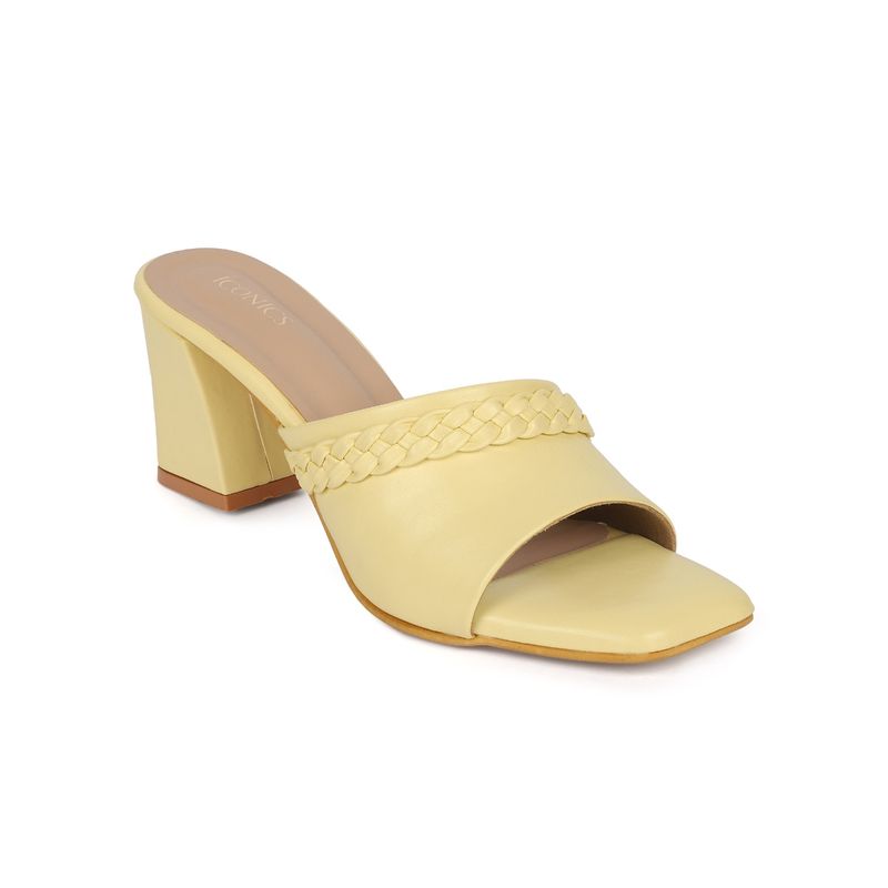 Iconics Yellow Women Braided Heels (EURO 36)