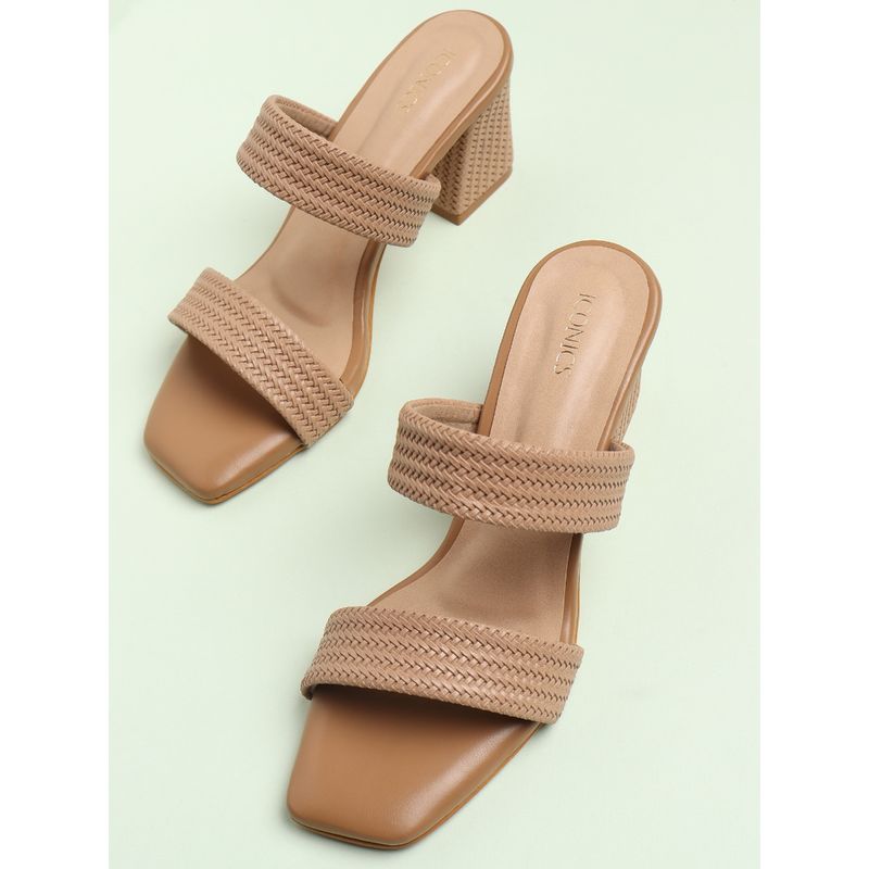 Iconics Camel Women Textured Heels (EURO 38)