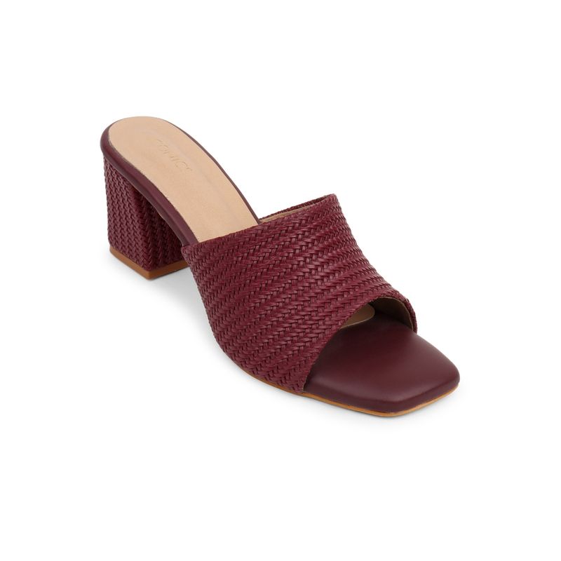 Iconics Maroon Women Woven Design Heels (EURO 40)
