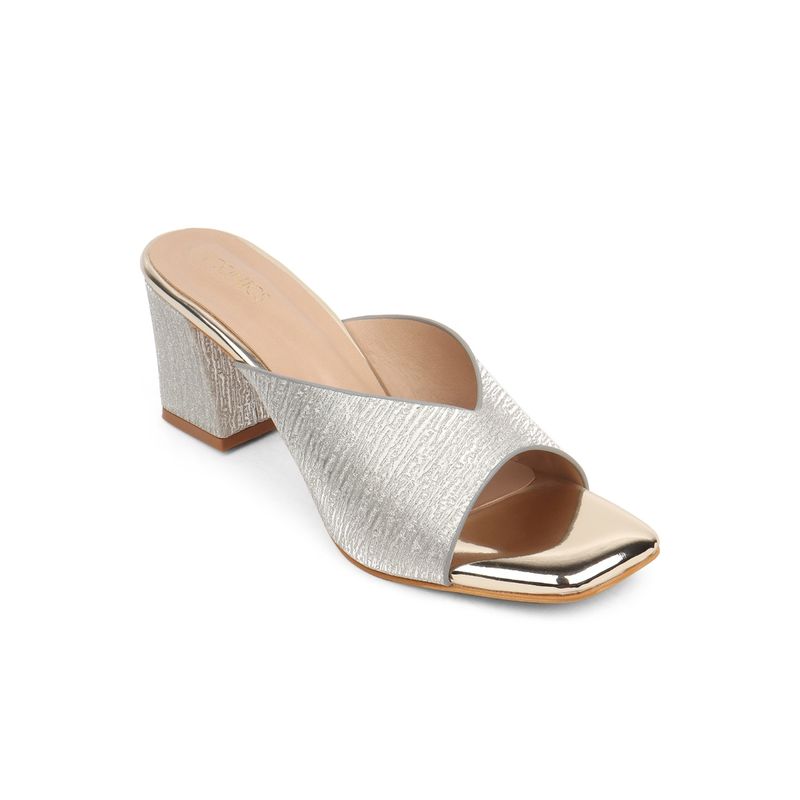 Iconics Gold Women Embellished Sequined Heels (EURO 36)