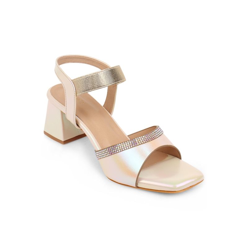 Iconics Gold Women Embellished Sequined Heels (EURO 37)