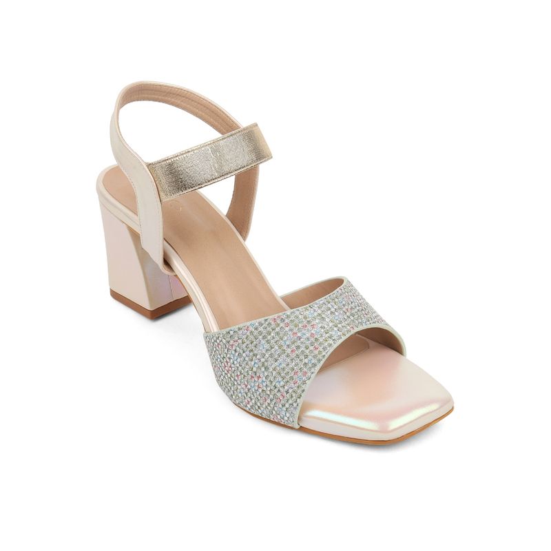 Iconics Gold Women Embellished Sequined Heels (EURO 37)
