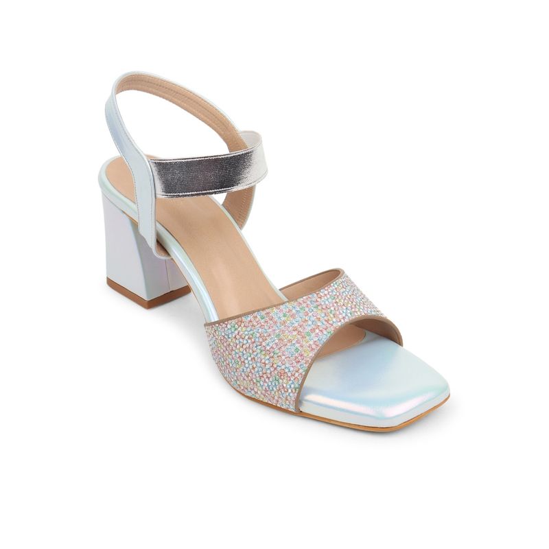 Iconics Sky Blue Women Embellished Sequined Heels (EURO 37)