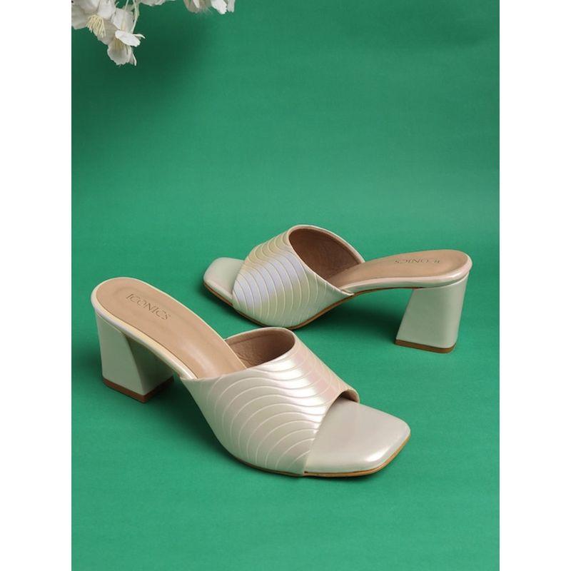 Iconics Gold Women Textured Heels (EURO 36)