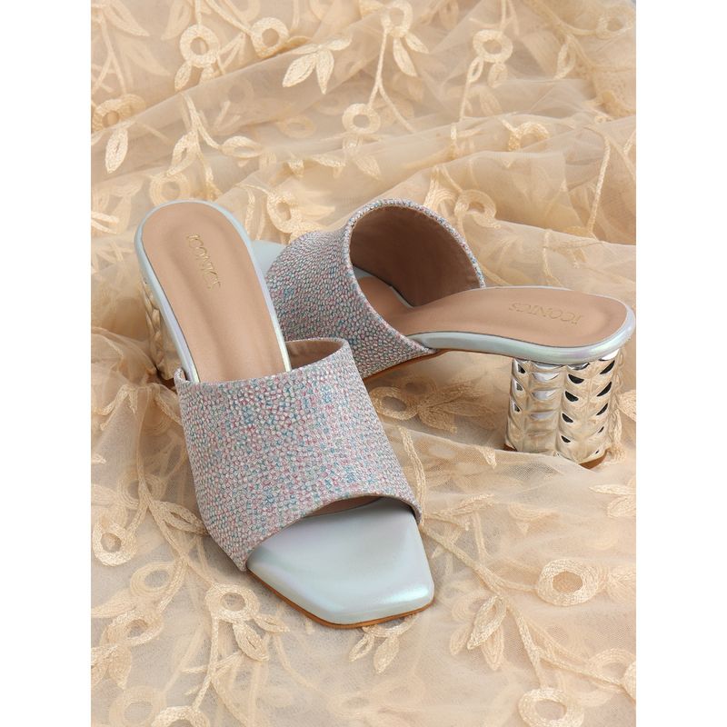 Iconics Sky Blue Women Embellished Sequined Heels (EURO 36)