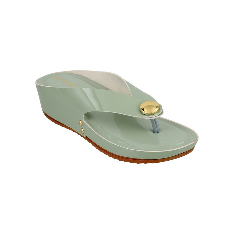 Iconics Pista Green Women Solid Sandals (EURO 38)
