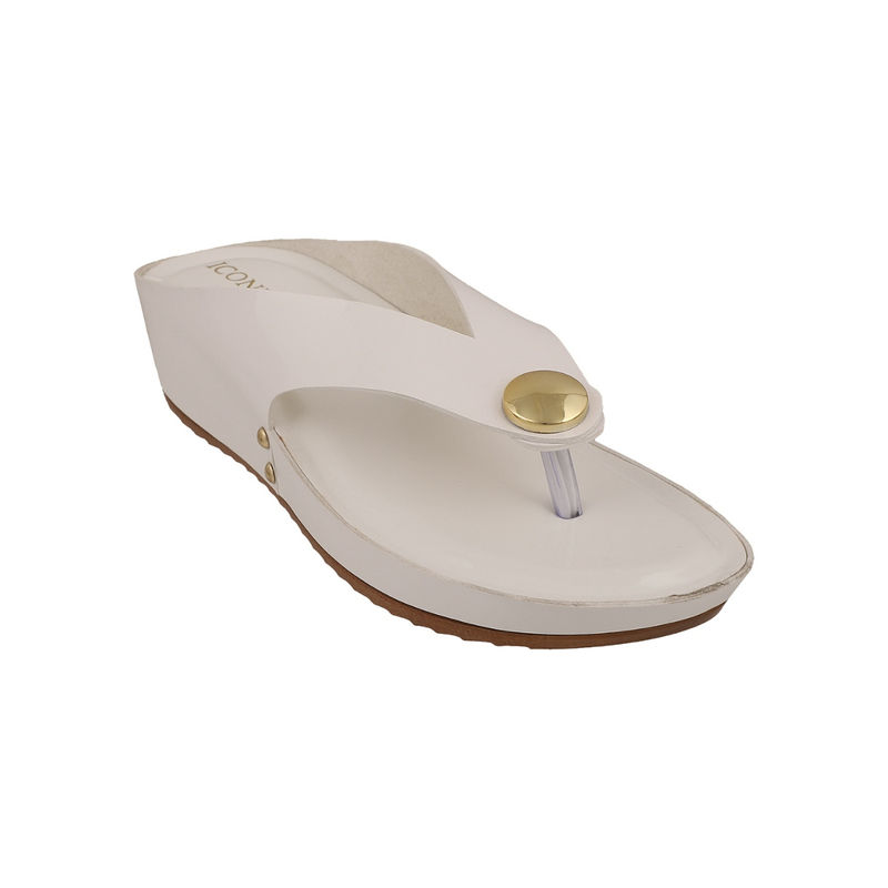 Iconics White Women Solid Sandals (EURO 41)