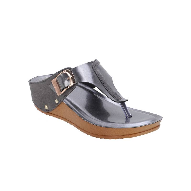 Iconics Grey Women Solid Sandals (EURO 38)