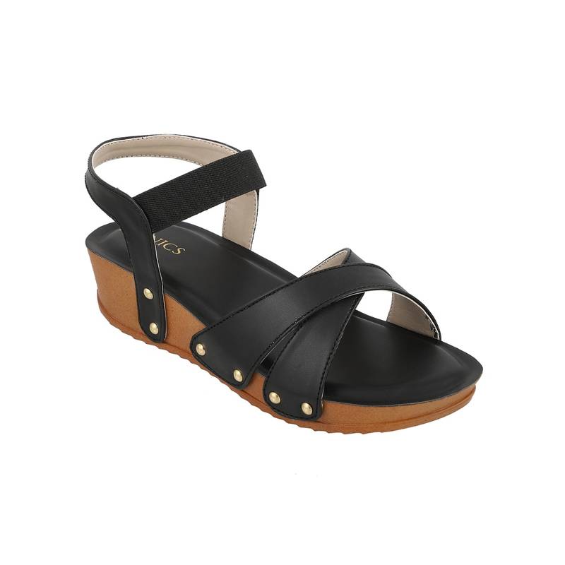 Iconics Black Women Solid Sandals (EURO 39)