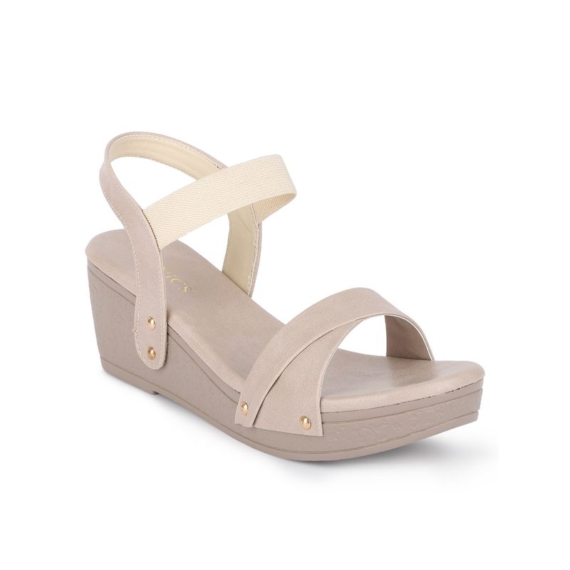 Iconics Cream Women Solid Heels (EURO 38)