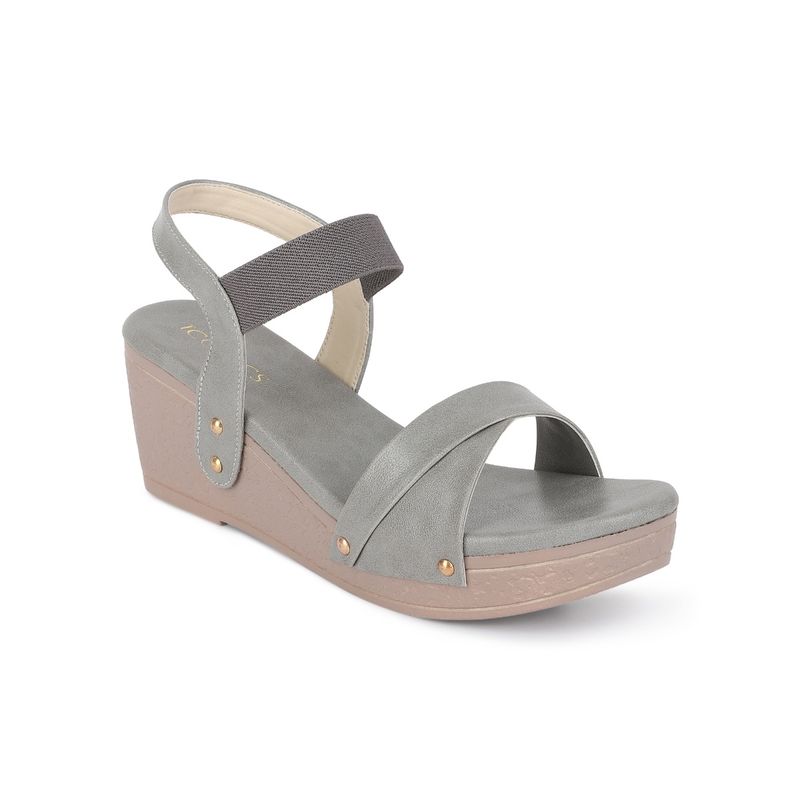 Iconics Grey Women Solid Heels (EURO 36)