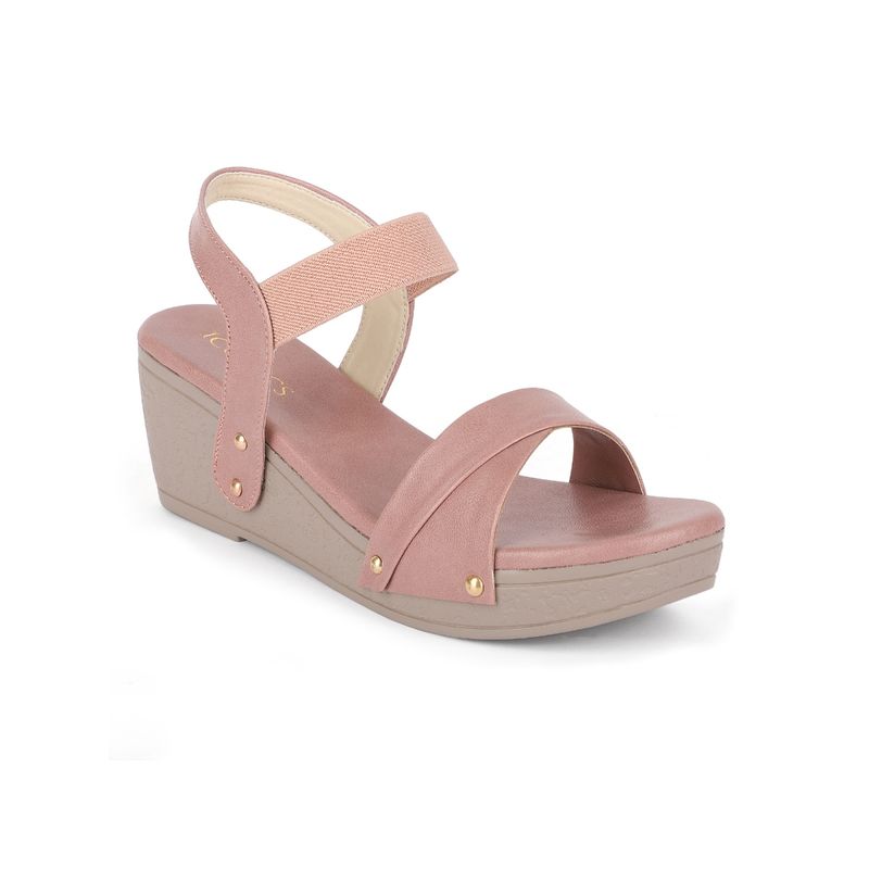 Iconics Peach Women Solid Heels (EURO 36)