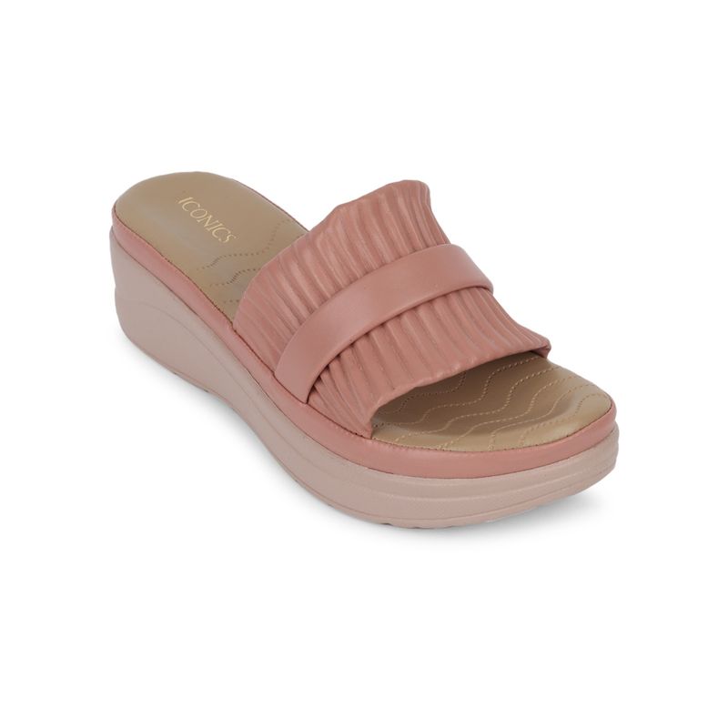Iconics Peach Women Textured Sandals (EURO 36)