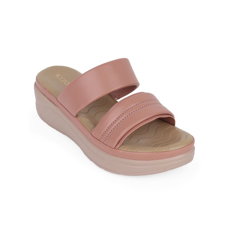 Iconics Peach Women Solid Sandals (EURO 36)