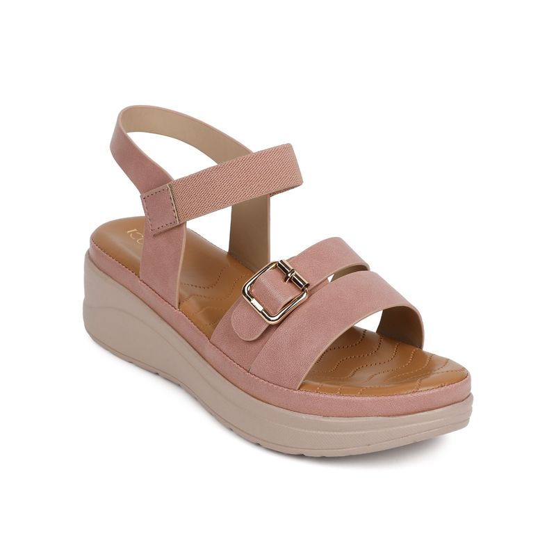 Iconics Peach Women Solid Sandals (EURO 41)