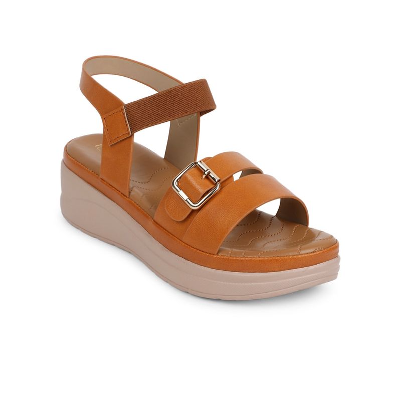 Iconics Tan Women Solid Sandals (EURO 37)