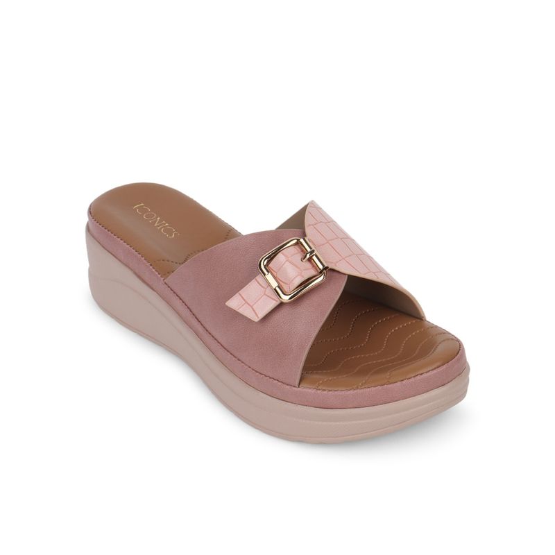 Iconics Mauve Women Textured Sandals (EURO 38)