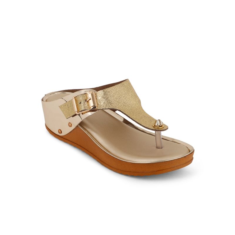 Iconics Gold Women Embellished Sequined Sandals (EURO 36)