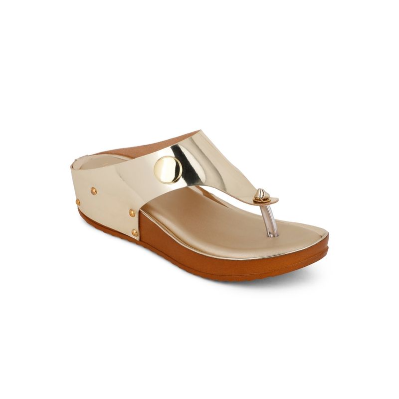 Iconics Gold Women Embellished Sequined Sandals (EURO 36)