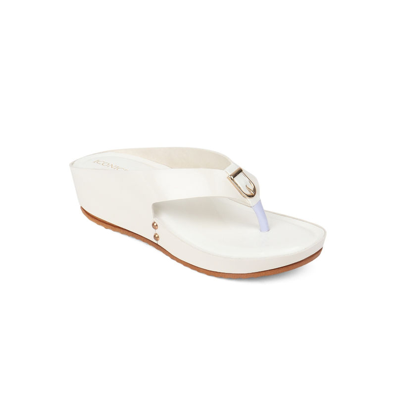 Iconics White Women Solid Sandals (EURO 37)