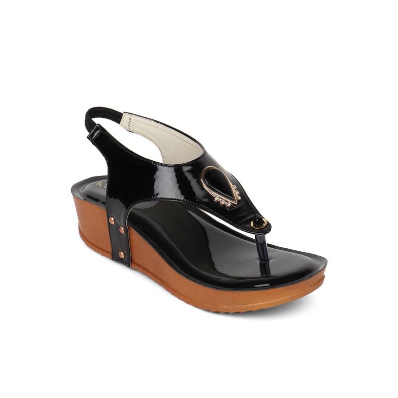 Iconics Black Women Embellished Sandals (EURO 36)