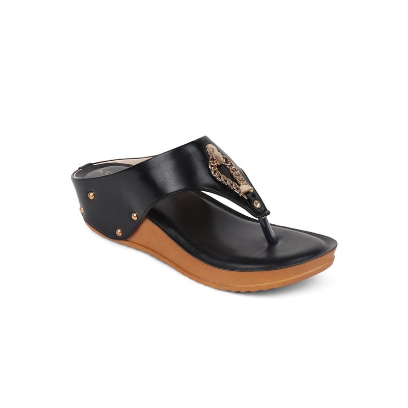 Iconics Black Women Embellished Sandals (EURO 36)