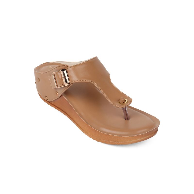 Iconics Camel Women Solid Sandals (EURO 36)