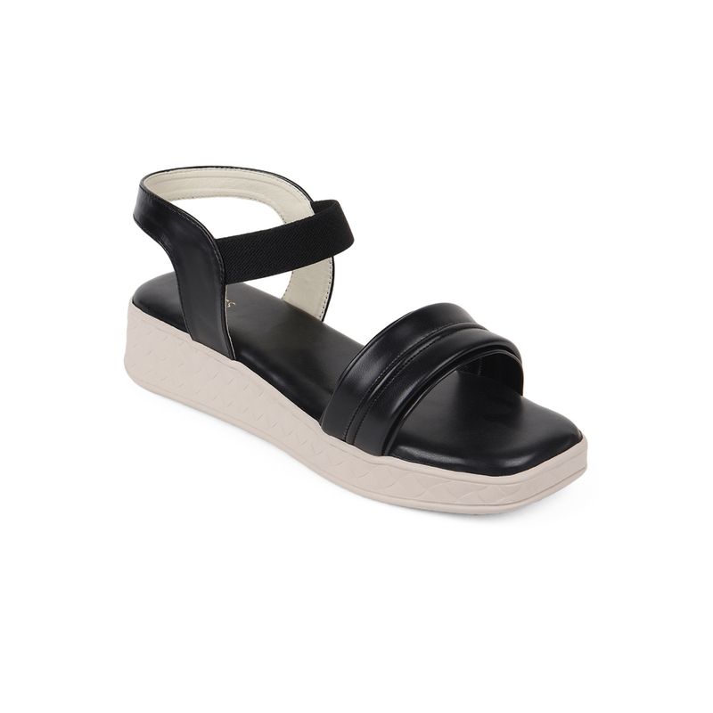 Iconics Black Women Solid Sandals (EURO 37)
