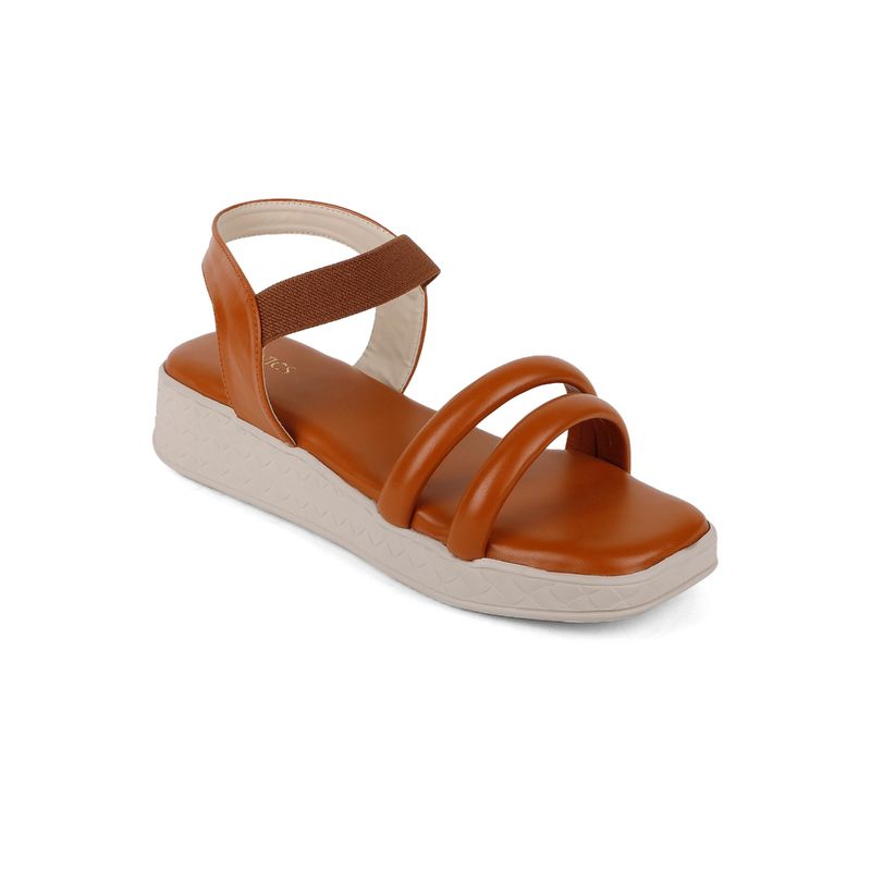 Iconics Tan Women Solid Sandals (EURO 36)
