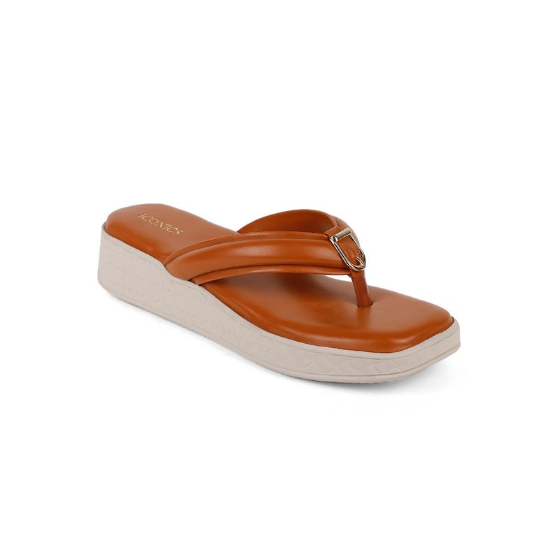 Iconics Tan Women Solid Sandals (EURO 36)