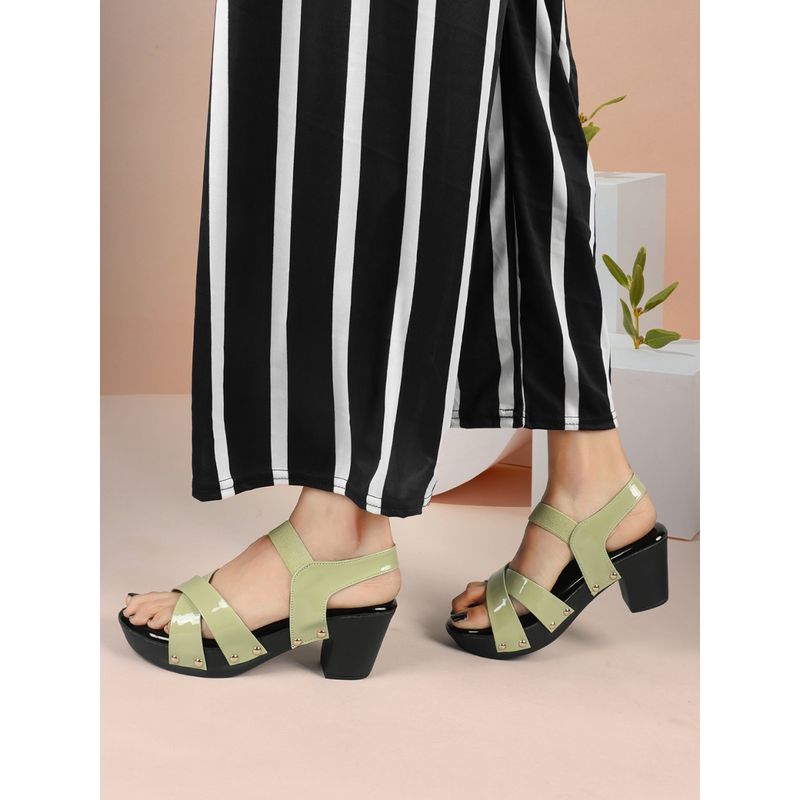 Iconics Green Women Solid Heels (EURO 36)