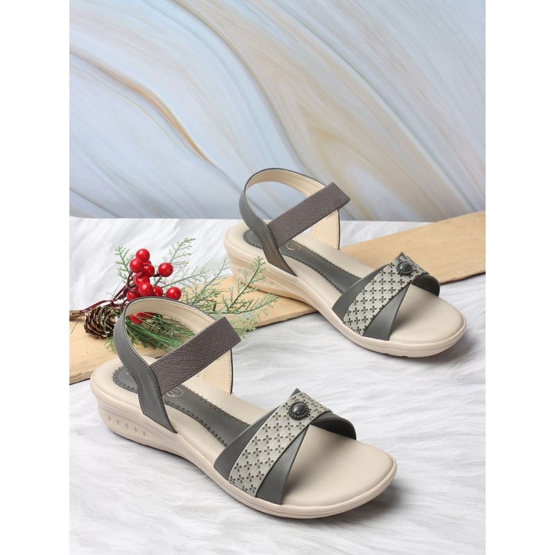 Iconics Grey Women Embellished Sequined Flats (EURO 36)